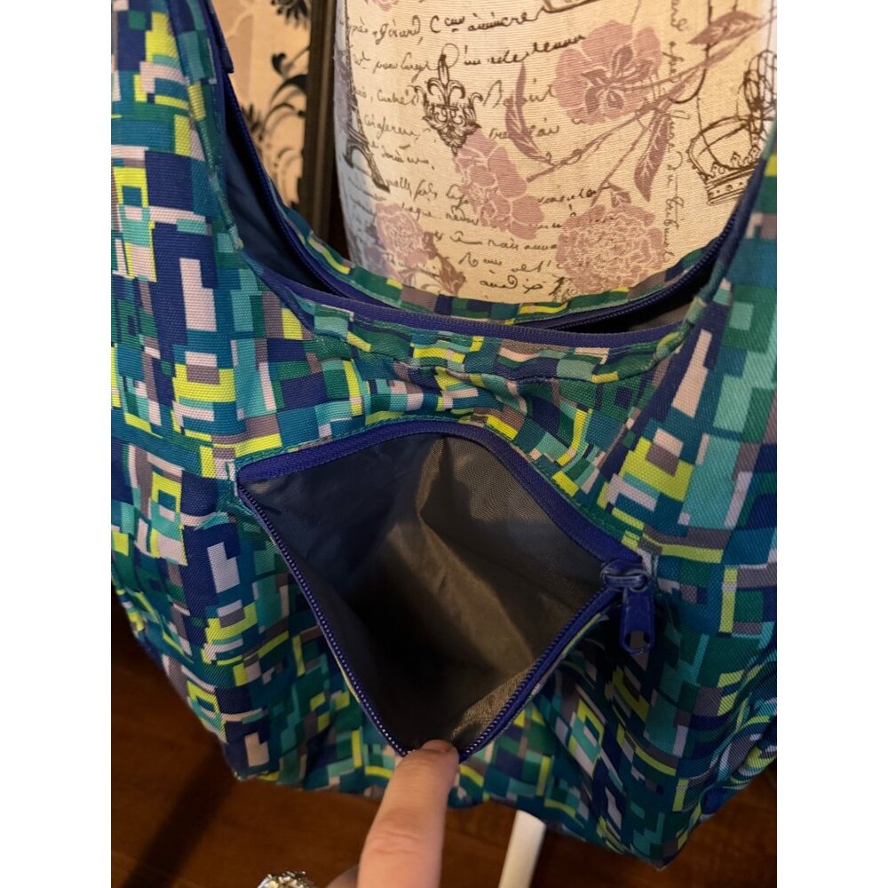Kavu Womens Crossbody Bag With Adjustable Strap & Pixel Pattern Teal,Blue & Lime - Picture 5 of 13